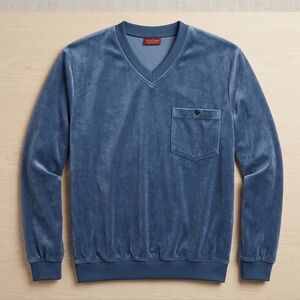 Vintage 1970s Haband Lion’s Den Blue V-Neck Sweater with Soft Texture Rare XL